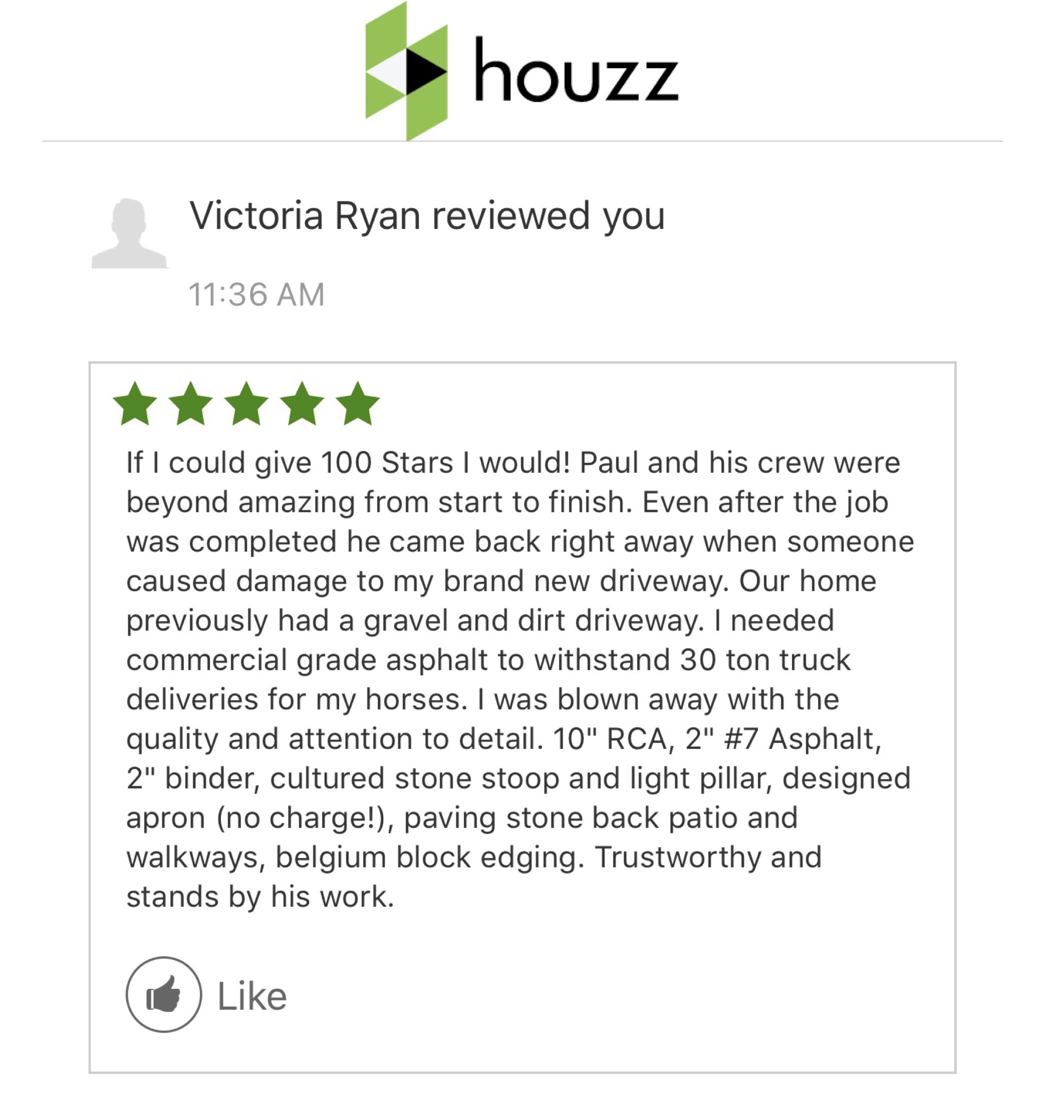 Houzz Review for Stone Creations of Long Island